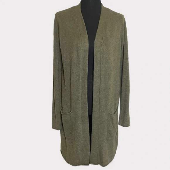 Barefoot Dreams - CozyChic Lite Travel Cardigan - Green - Size Medium - Picture 3 of 8